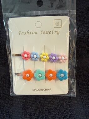 Fashion Jewelry Kids Flower Hair Clips - Coral, Mint, Yellow, Lavender, Sky Blue